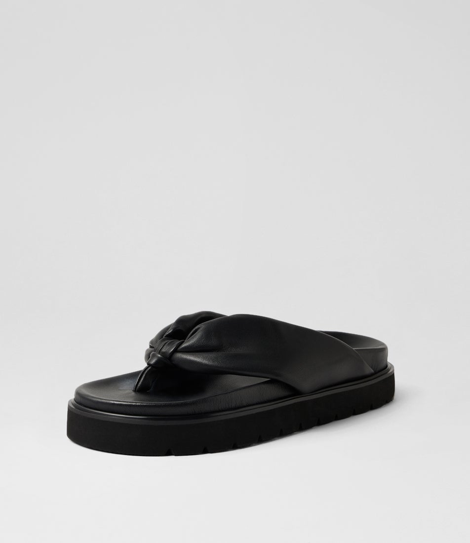 Meigh Black Leather Thongs