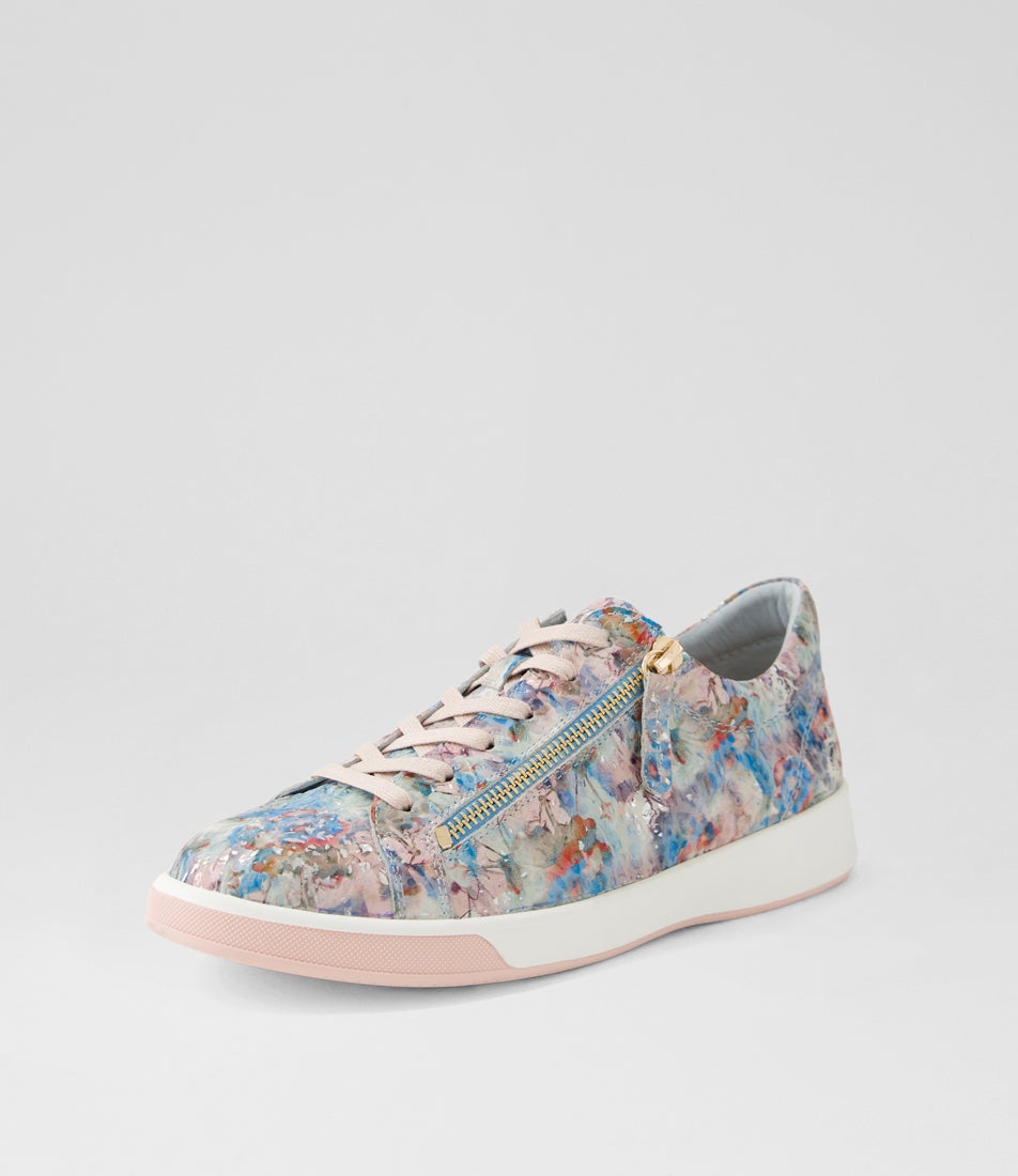 Aito Xf Pink Floral Leather Sneakers
