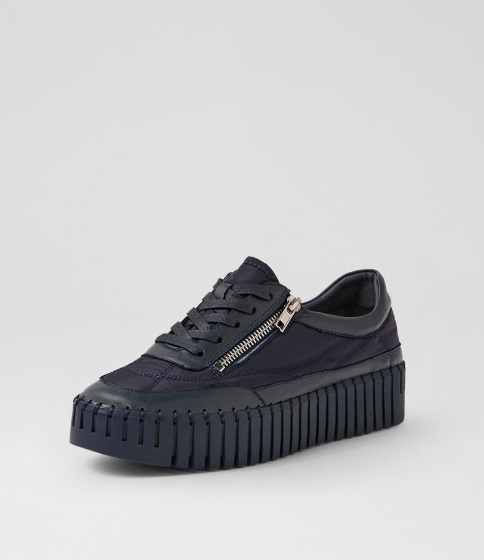 Bep Navy Leather Fabric Sneakers