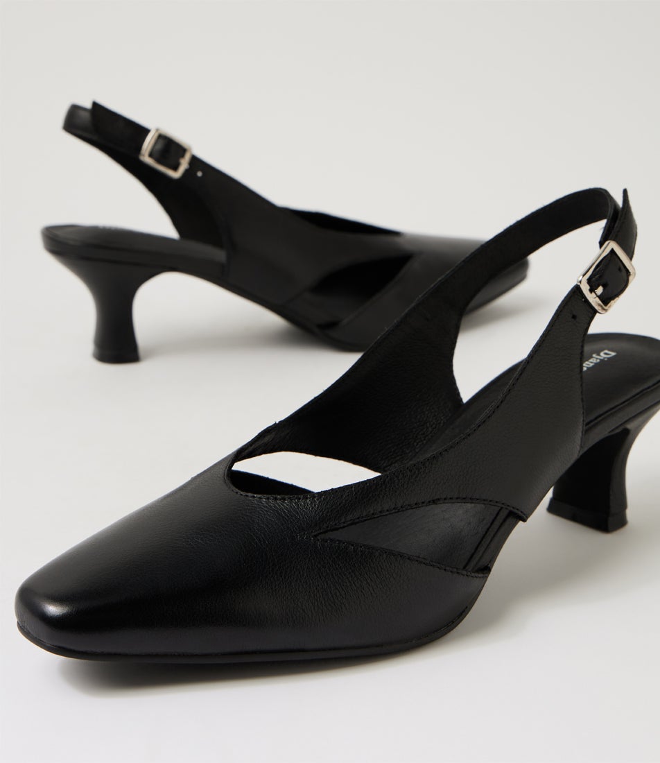Candas Black Leather Heels