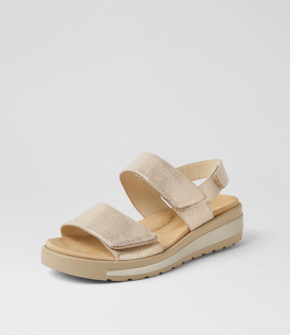 Garlin W Beige Gold Leather Sandals Garlin W Beige Gold Leather Sandals