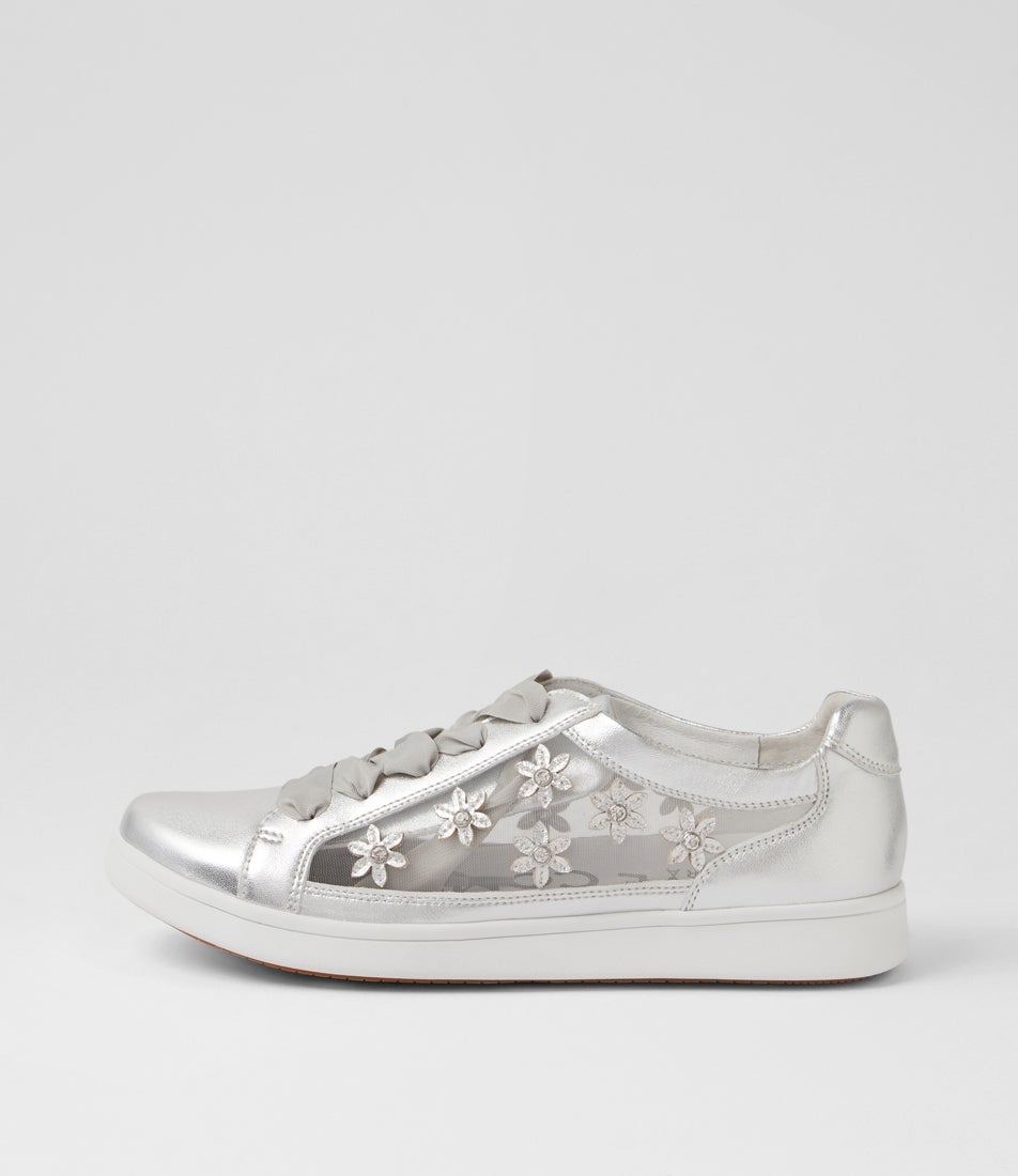 Desha Xw Silver Jewels Leather Sneakers