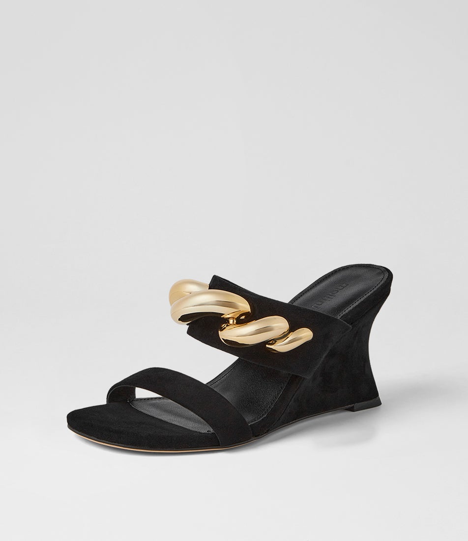 Ellsa Black Suede Sandals