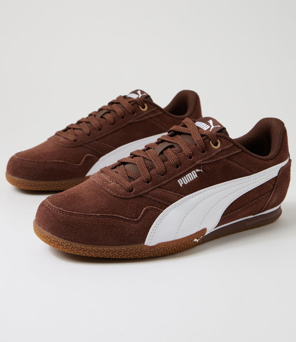 Bella Donna Chestnut Brown White Gold Microsuede Sneakers