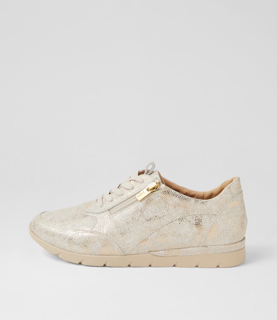 Jibbie Xw Ivory Lizard Almond Leather Sneakers