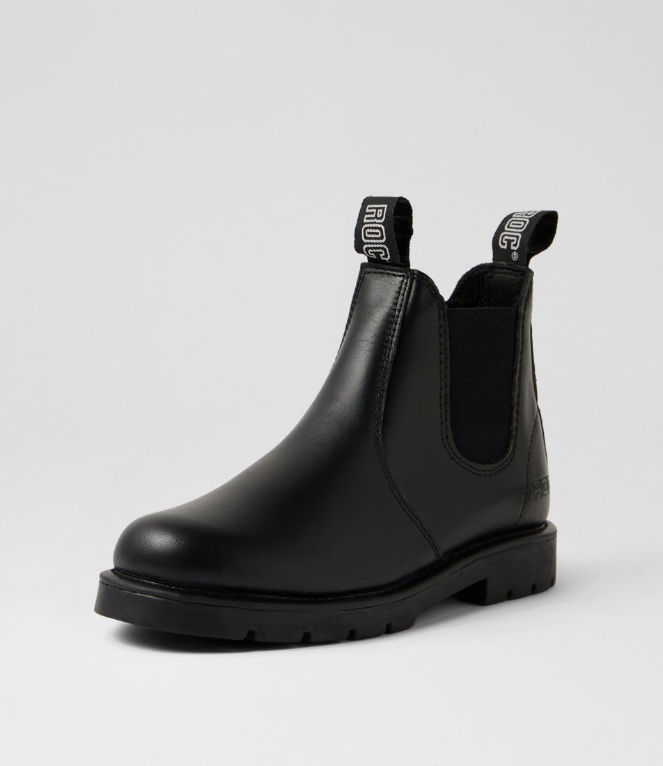 Jumbuk Senior Black Leather Desert Boots