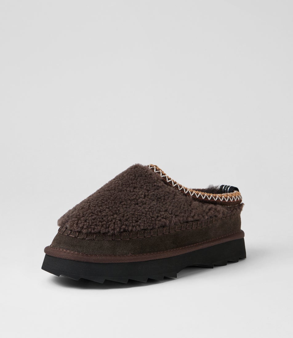 Sharky Adventure Teddy Chocolate Sheepskin Slippers