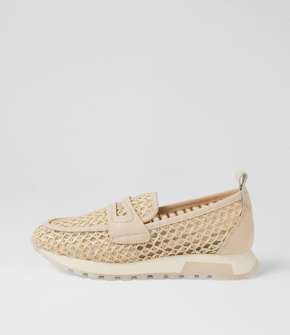 Oregon 56 Panna Raffia Leather Sneakers