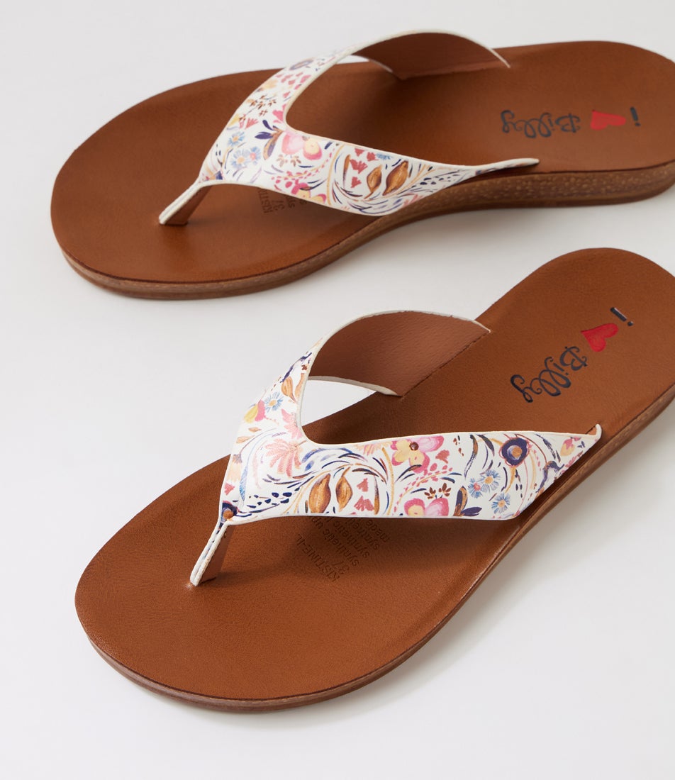 Kistine White Floral Sandals