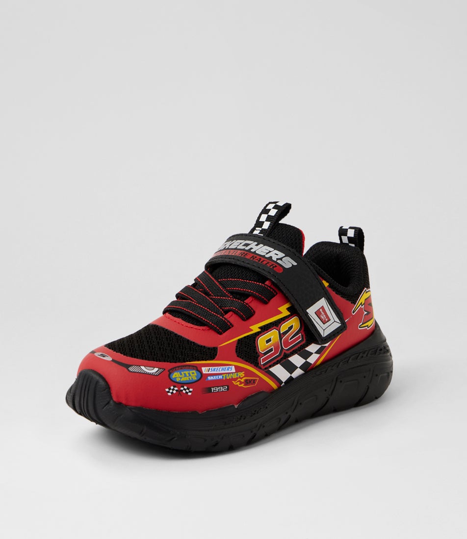 Skech Tracks Toddler Black Red Fabric Sneakers Skech Tracks Toddler Black Red Fabric Sneakers