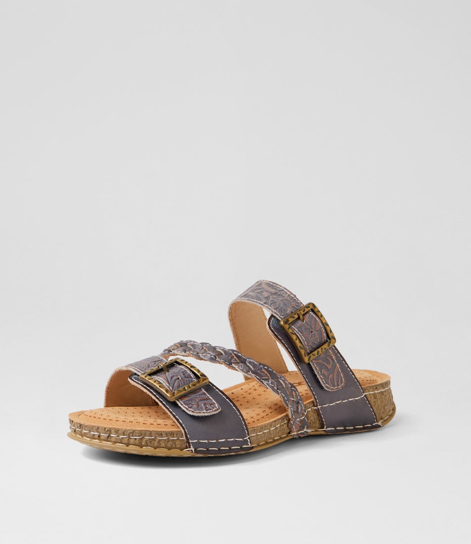 Prena Bronze Multi Leather Slides Prena Bronze Multi Leather Slides