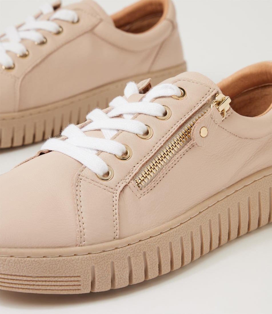 Harlis Nougat Leather Sneakers