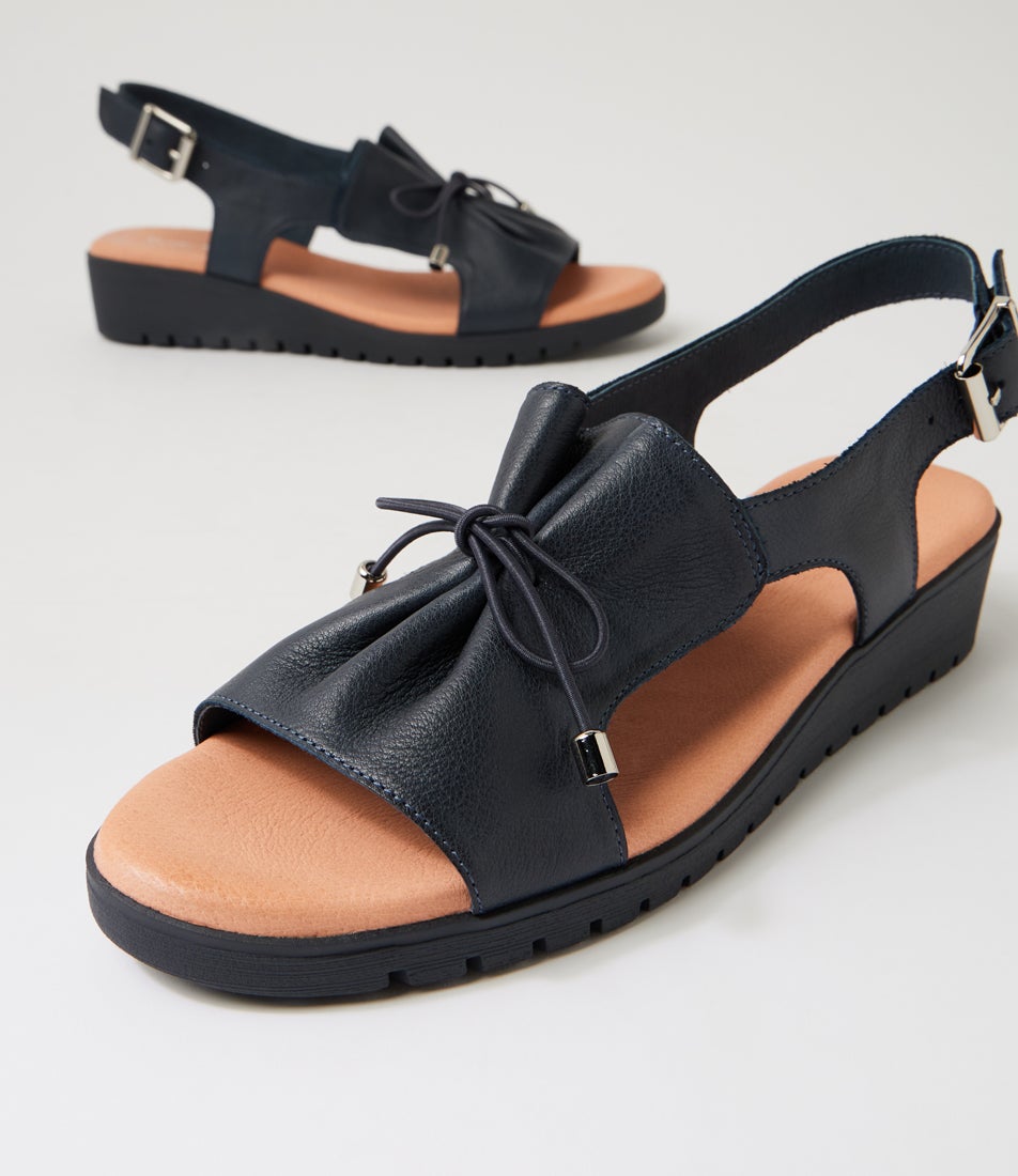 Malika Navy Leather Sandals