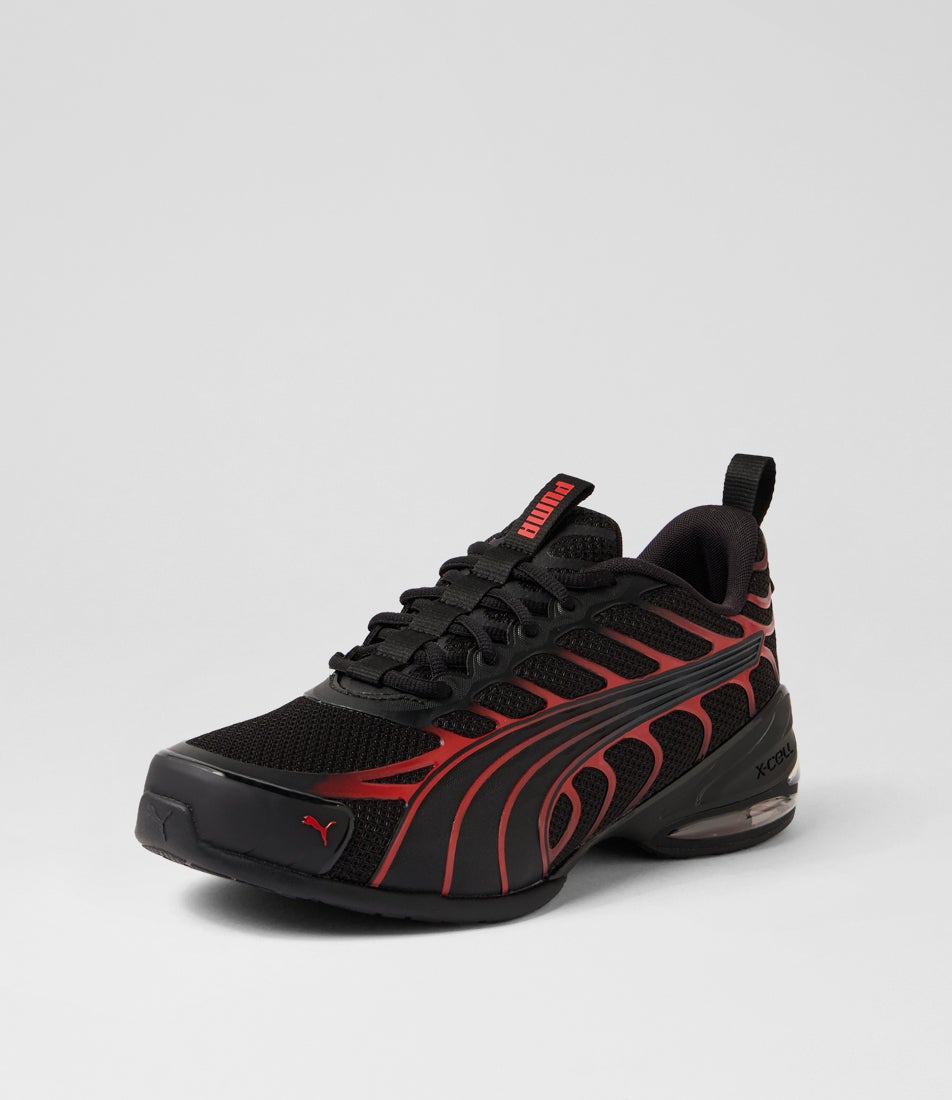 Voltra Black Red Dark Gray Mesh Sneakers