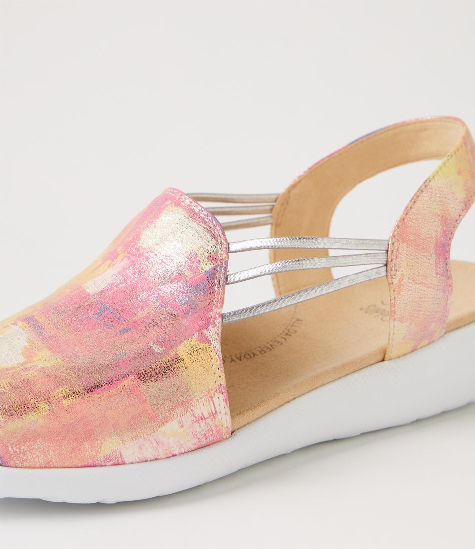 Udhays W Pink Multi Leather Sandals
