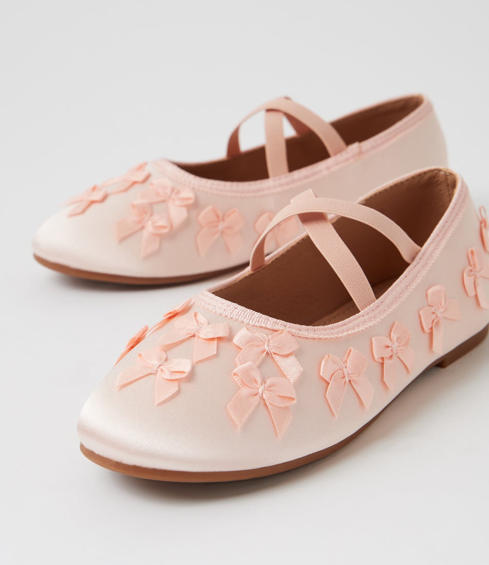 Amelie Junior Pale Pink Satin Ballet Flats