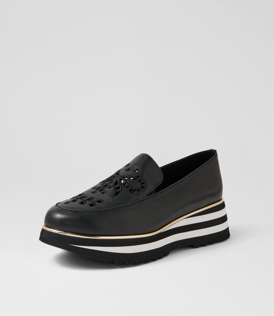 Enakai Black Leather Loafers