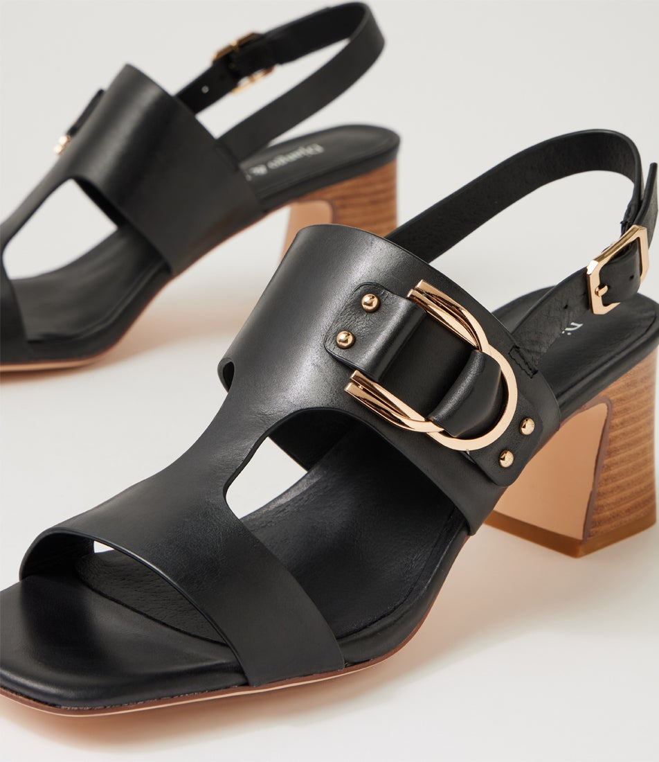 Jenine Black Natural Leather Sandals