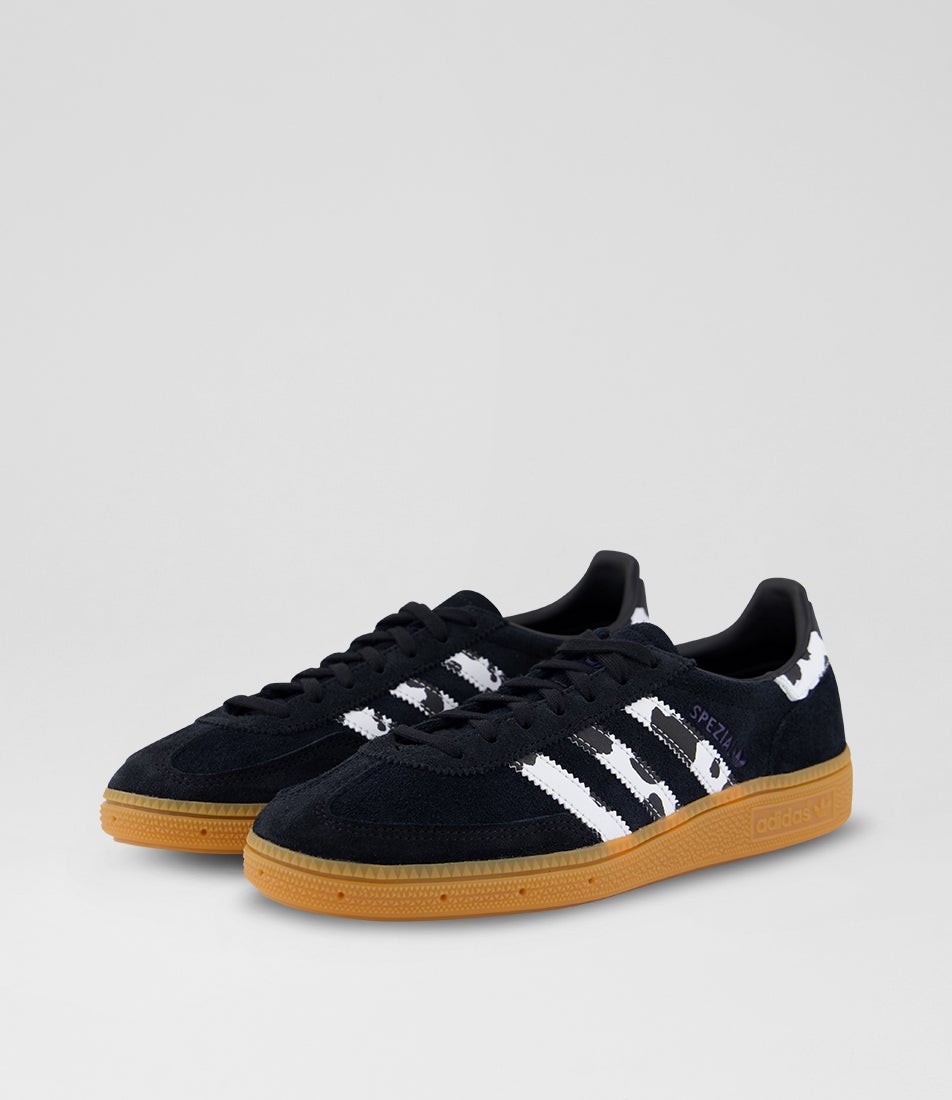 Handball Spezial Youth Black Violet White Suede Lace Up Sneakers