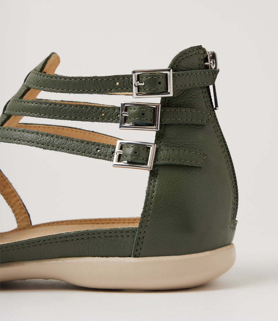 Britta W Khaki Leather Sandals