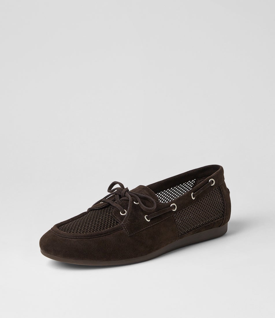 Talisa Choc Suede Mesh Flat Shoes