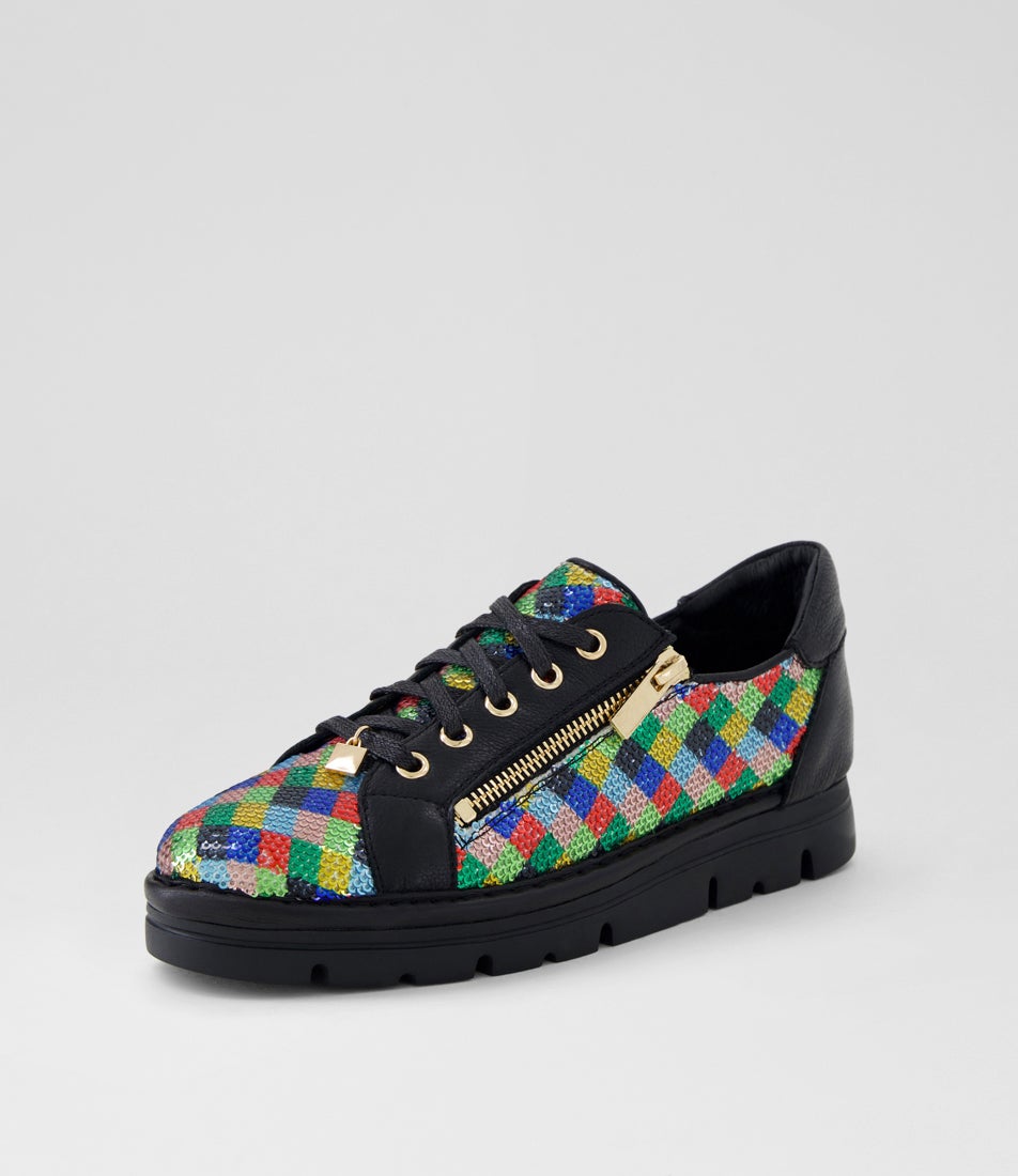 Elosy Vivid Diamond Black Multi Sneakers