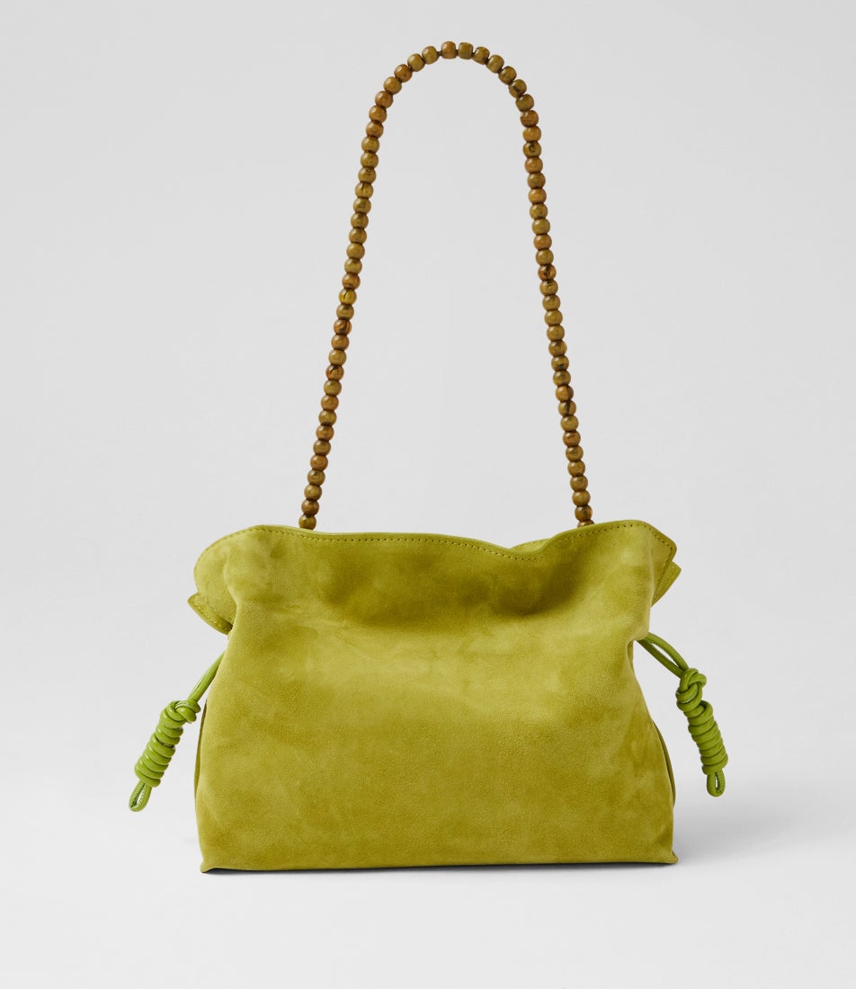 Della Matcha Suede Handbag