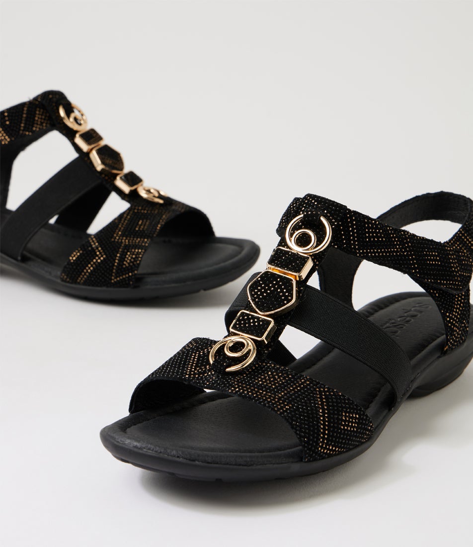 Bartie Black Gold Dot Leather Sandals Bartie Black Gold Dot Leather Sandals