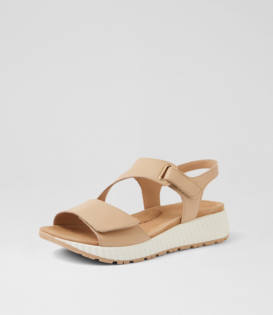 Lanne W Camel White Leather Sandals