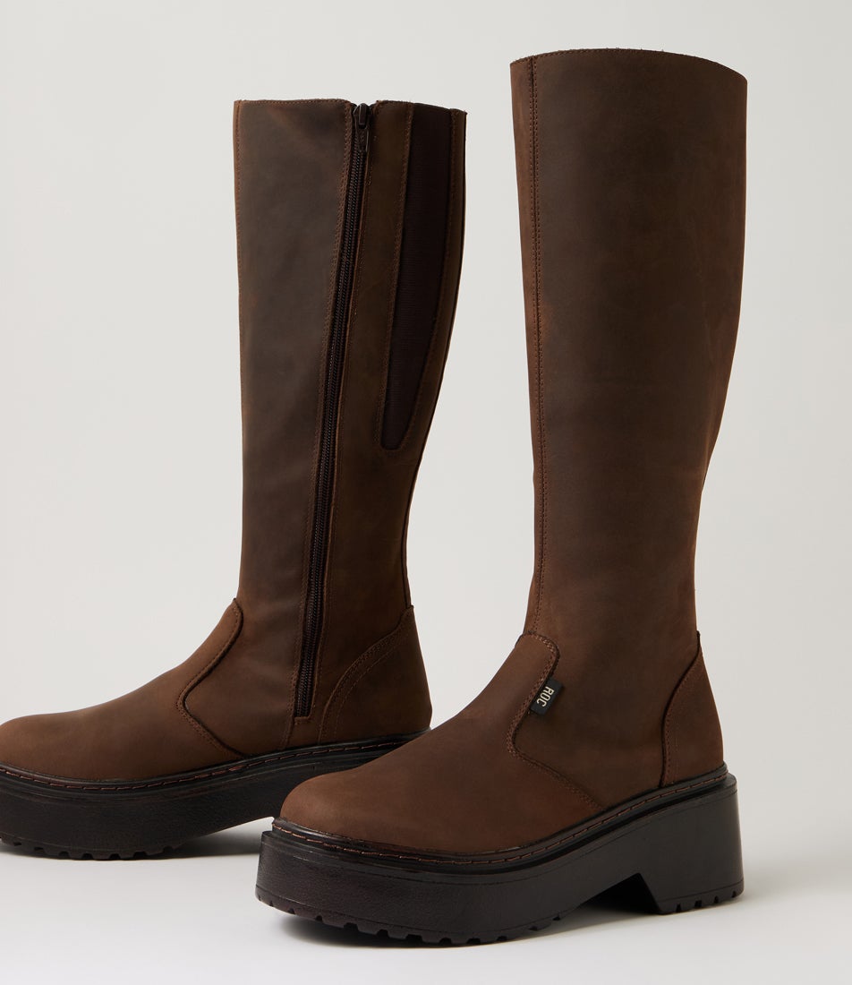 Troupe Brown Leather Knee High Boots Troupe Brown Leather Knee High Boots