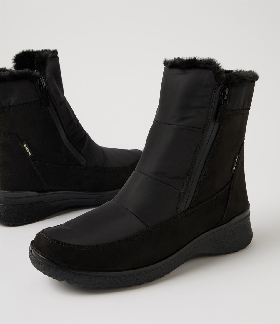 Munchen 2 Black Fabric Ankle Boots