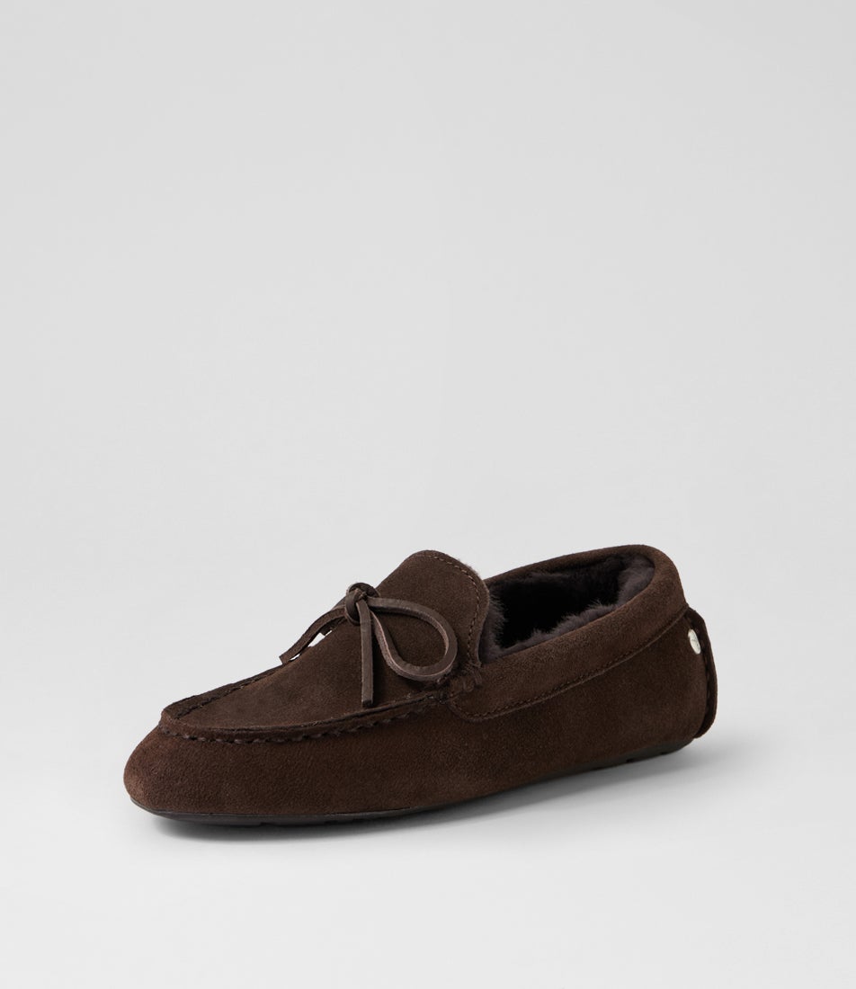 Sandrine Chocolate Suede Slippers