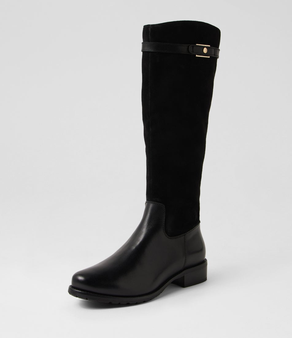 Chiara 05 Schwarz Leather Knee High Boots