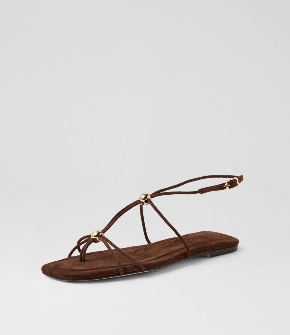 Rahi Tiramisu Gold Suede Sandals