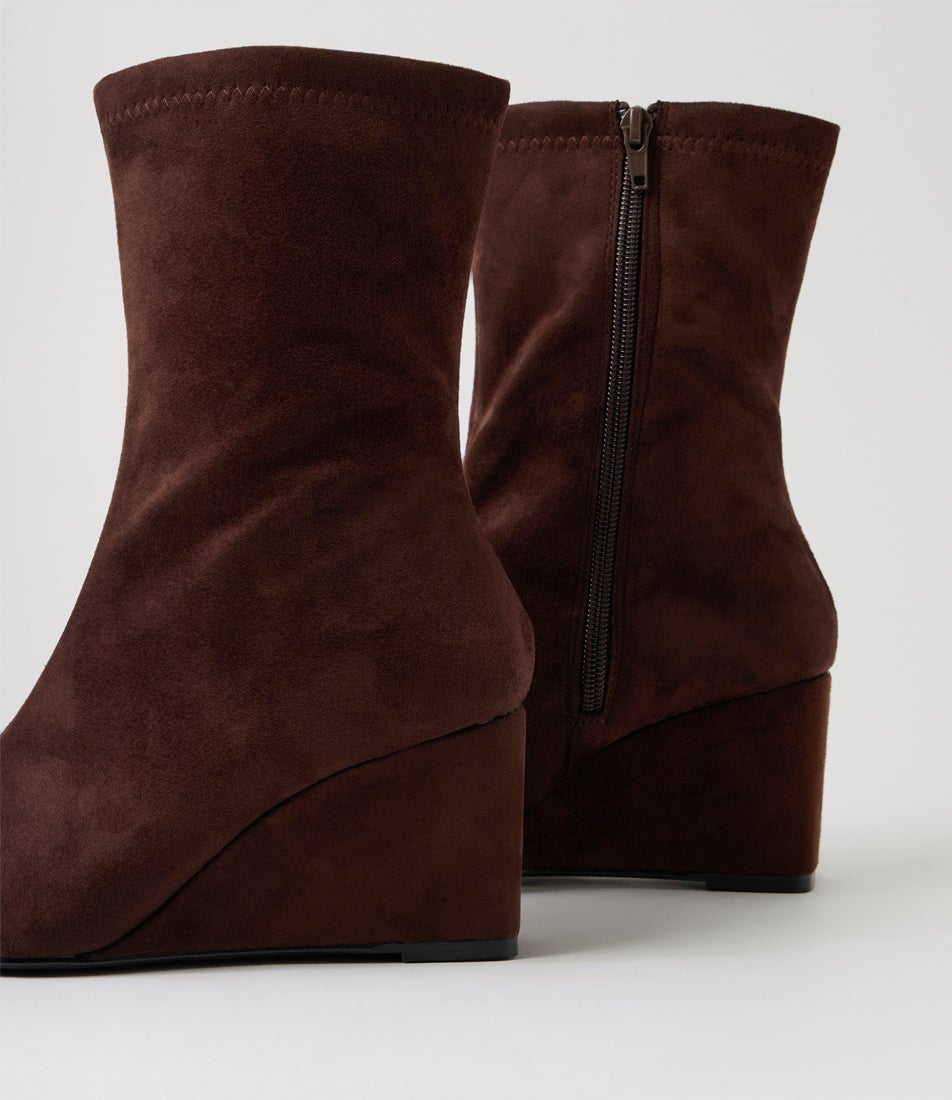 Saviour Chocolate Microsuede Ankle Boots