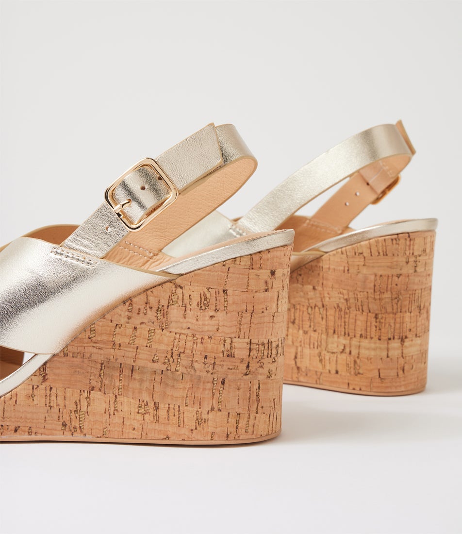 Kibbi Gold Cork Leather Wedges