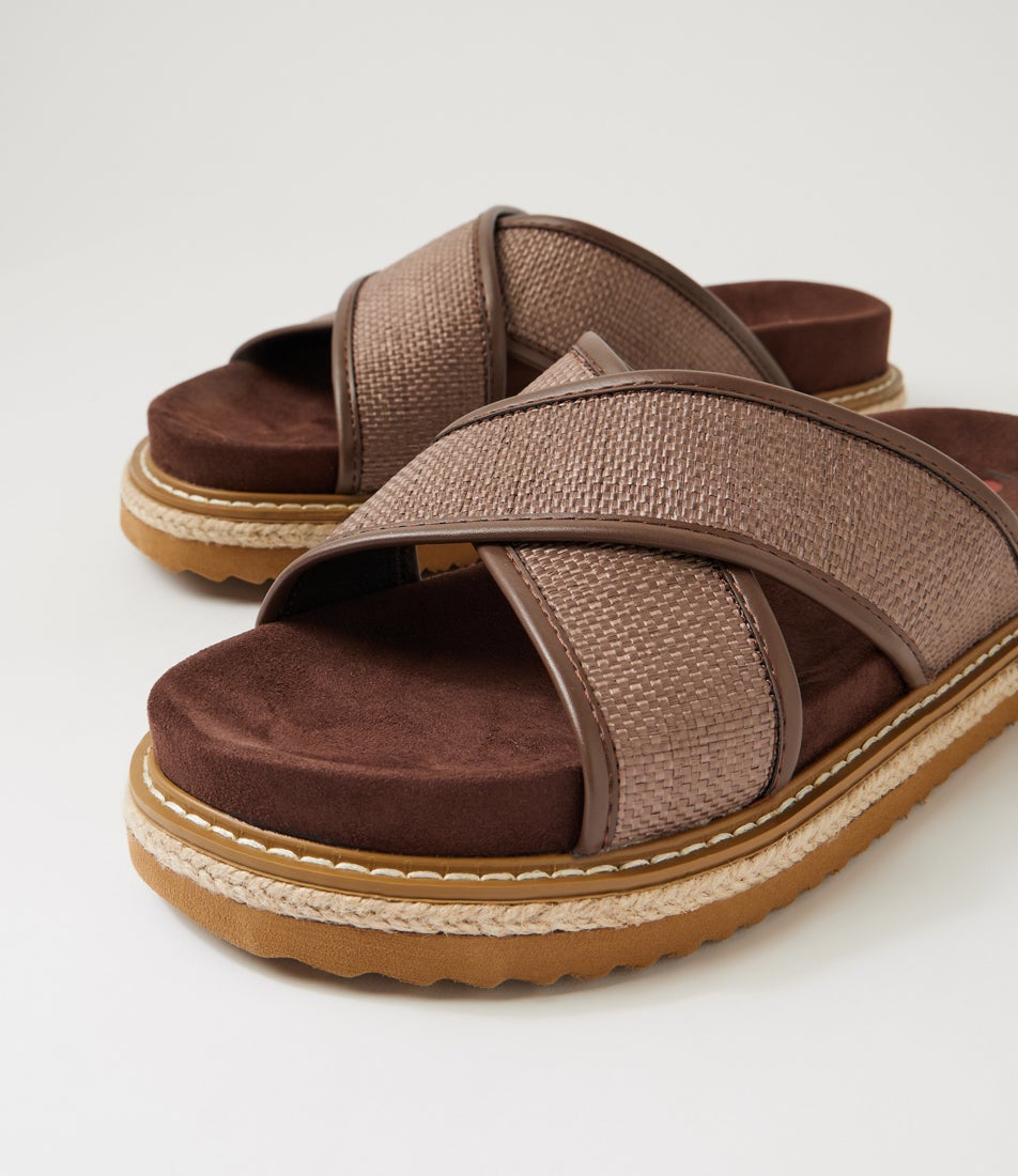 Harshini Choc Synthetic Raffia Sandals