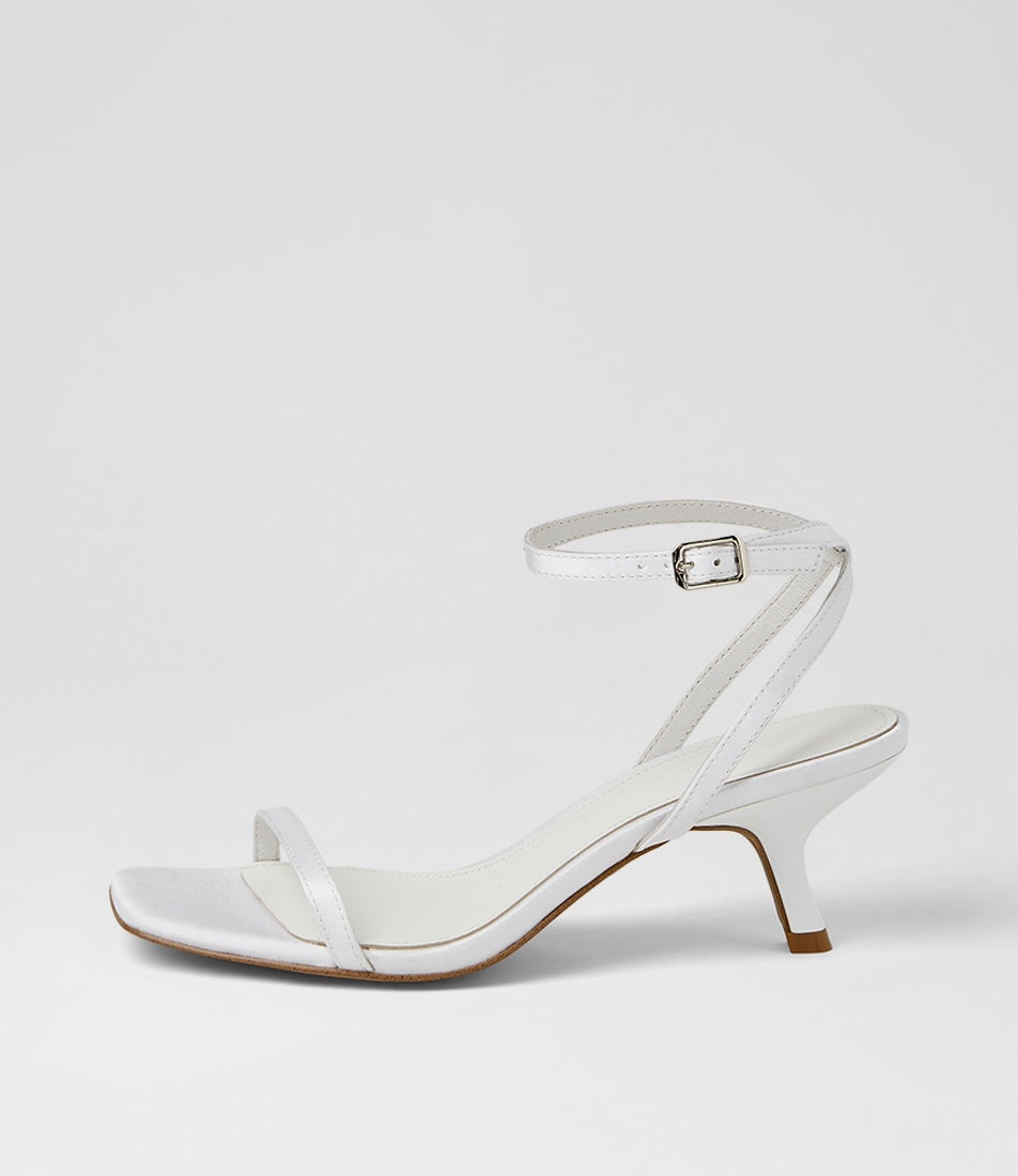 Hazeel White Satin Sandals