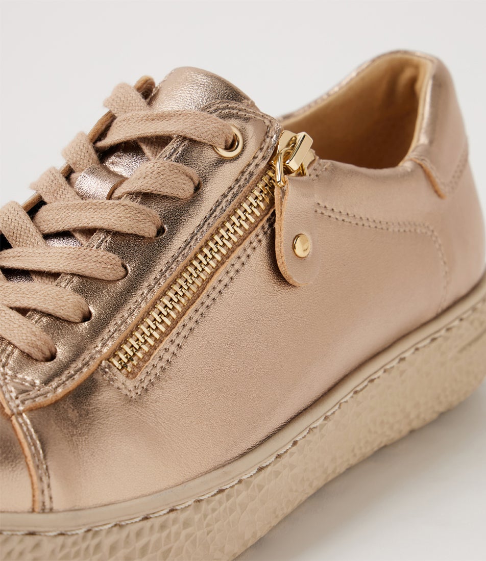 Oceanne Xw Champagne Almond Leather Sneakers