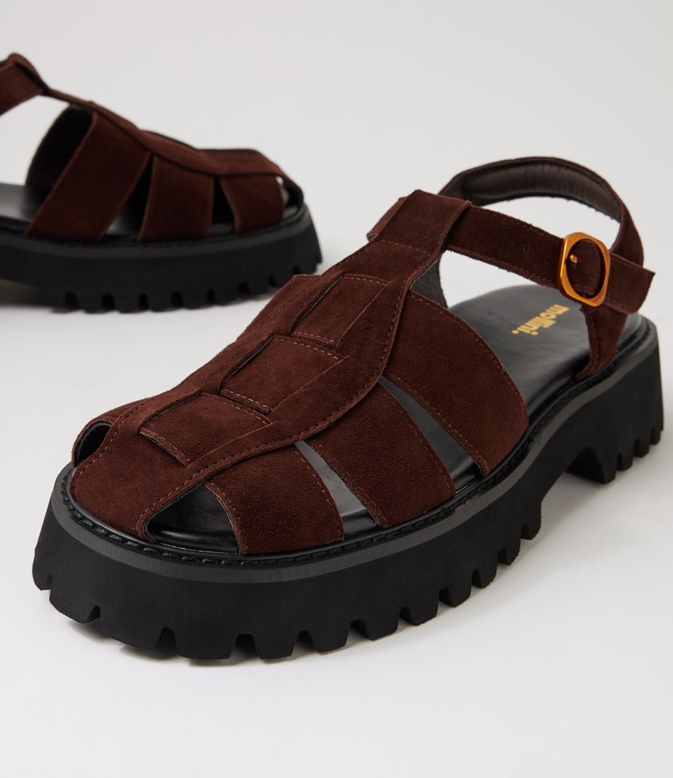 Skout Dark Choc Suede Sandals