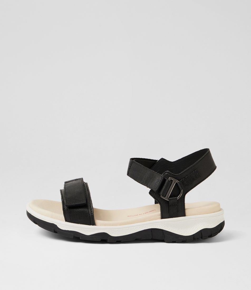 Ramble Black Leather Strappy Sandals