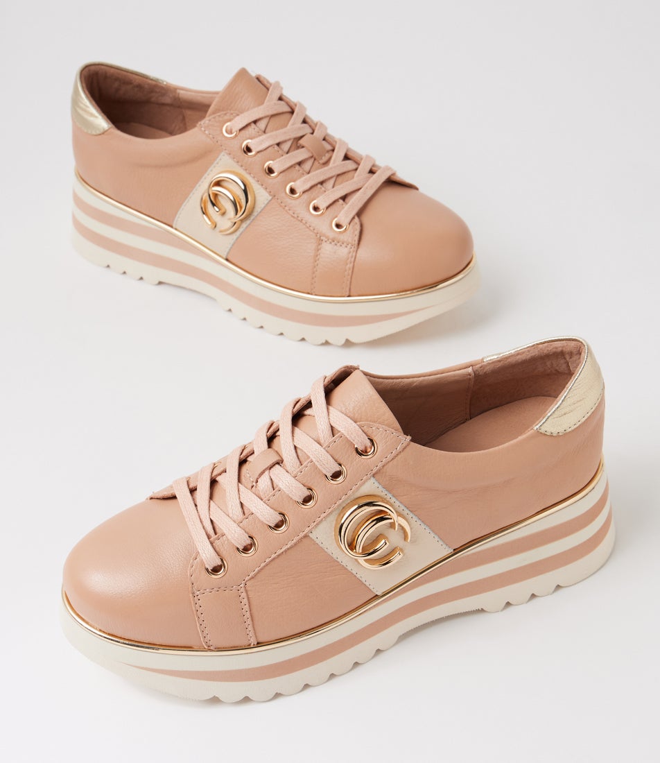Edgey Cappuccino Gold Multi Lace Up Flats