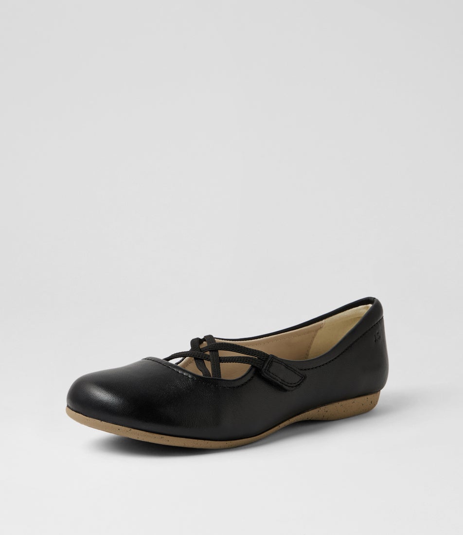 Fiona 39 Schwarz Leather Flat Shoes
