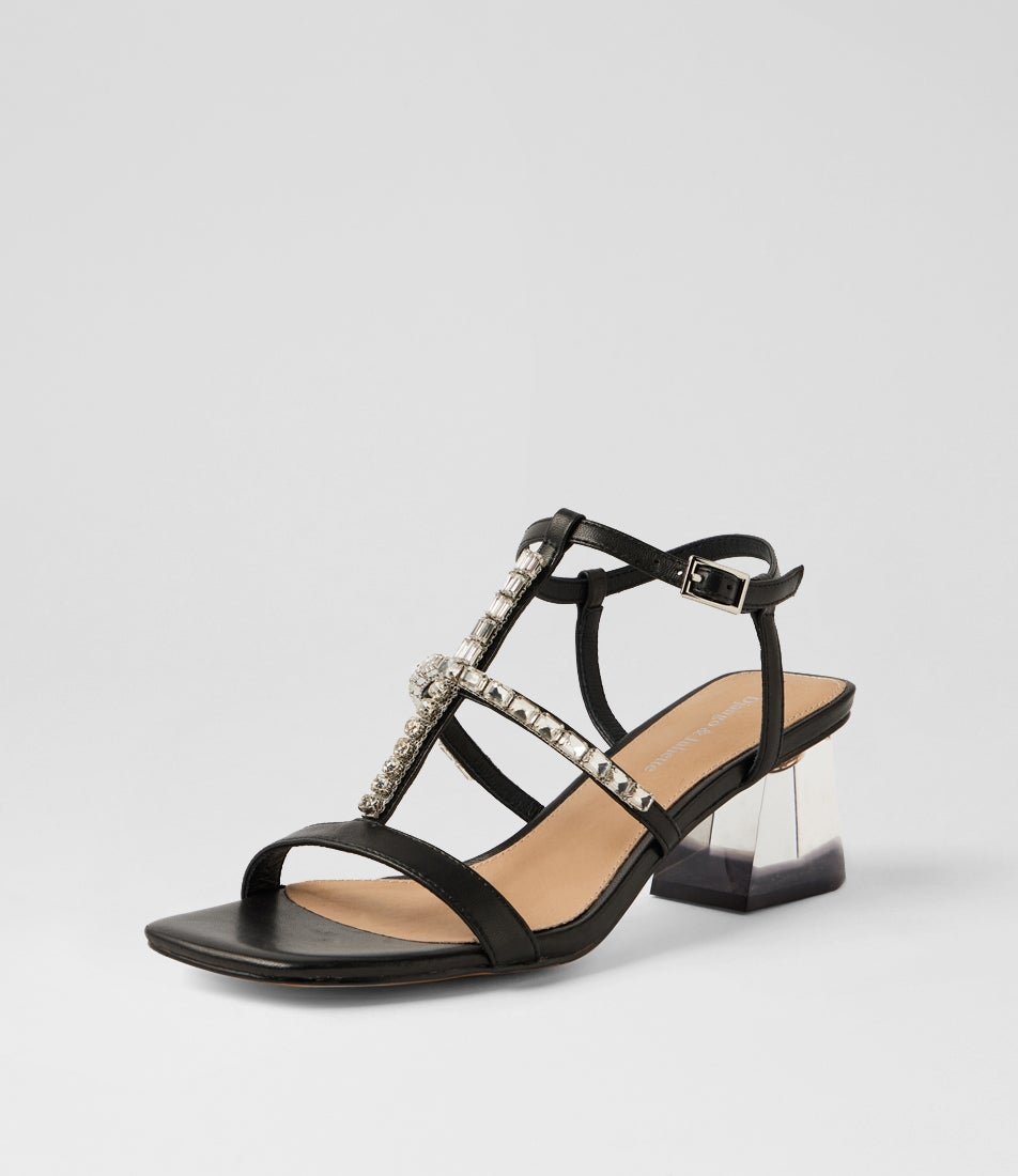 Medaro Black Leather Sandals