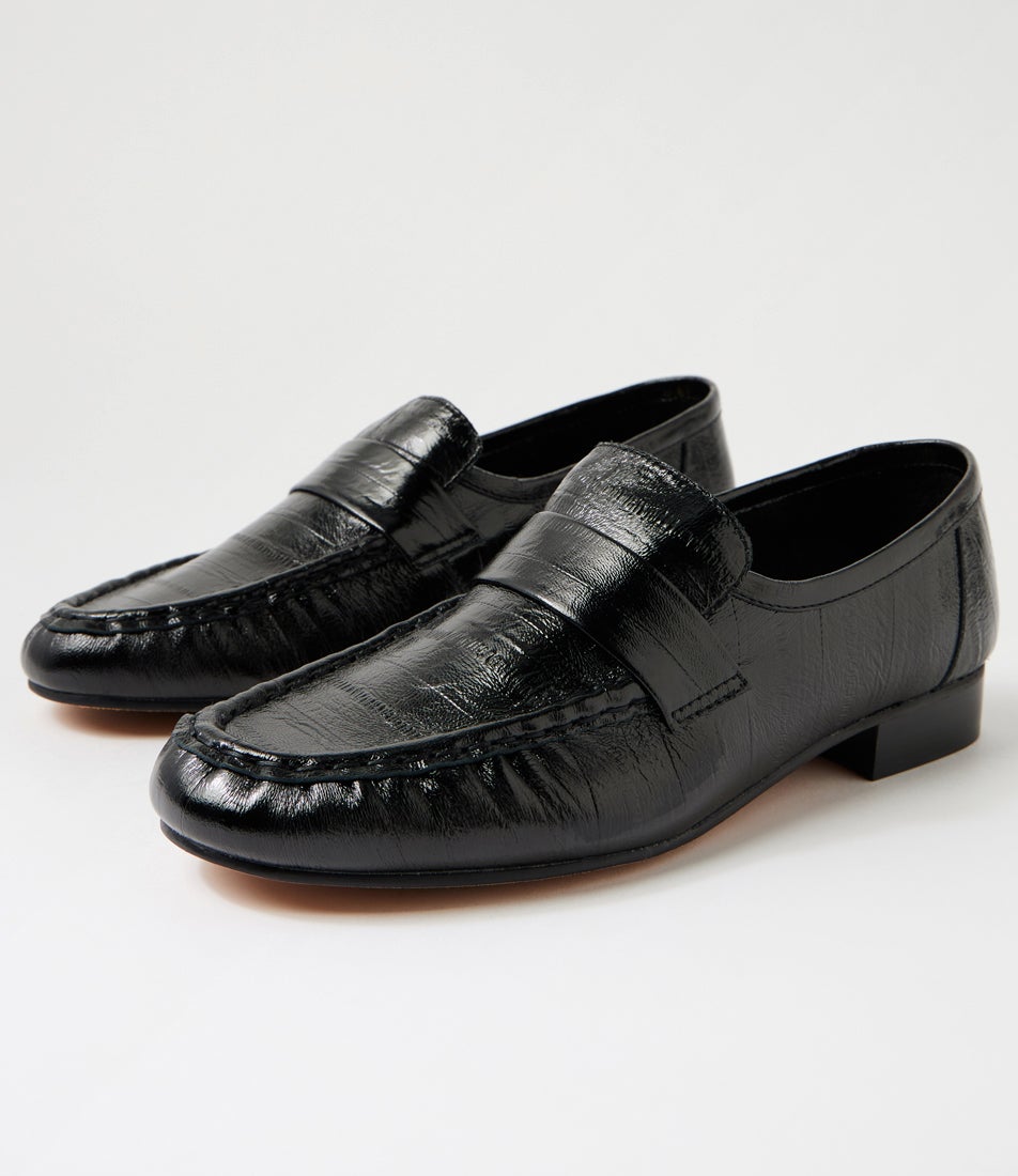 Wissue Black Eel Leather Loafers Wissue Black Eel Leather Loafers