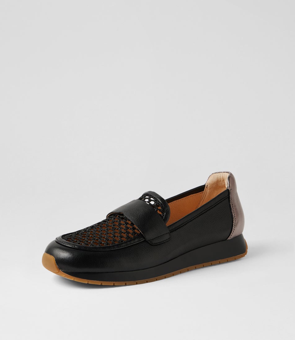 Phaidra Black Pewter Leather Loafers