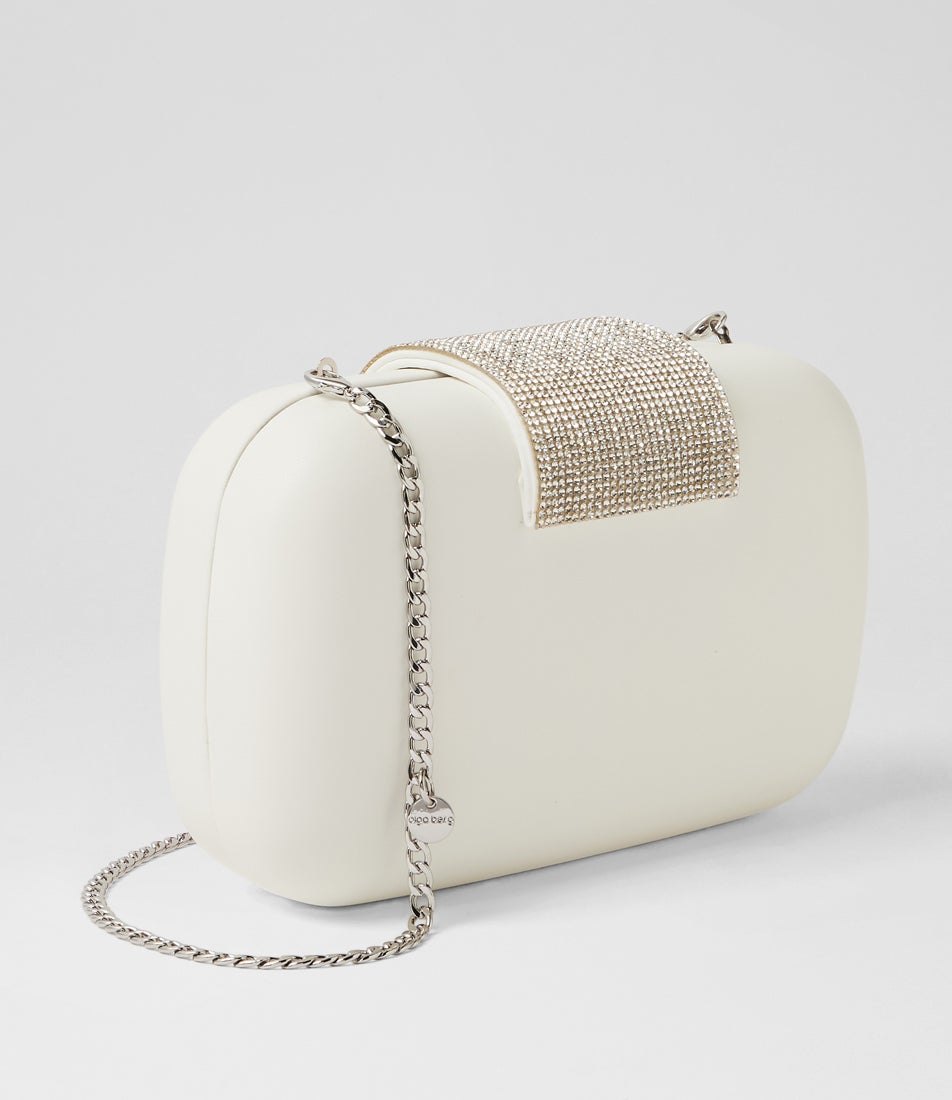 Selene Crystal White Fabric Clutch