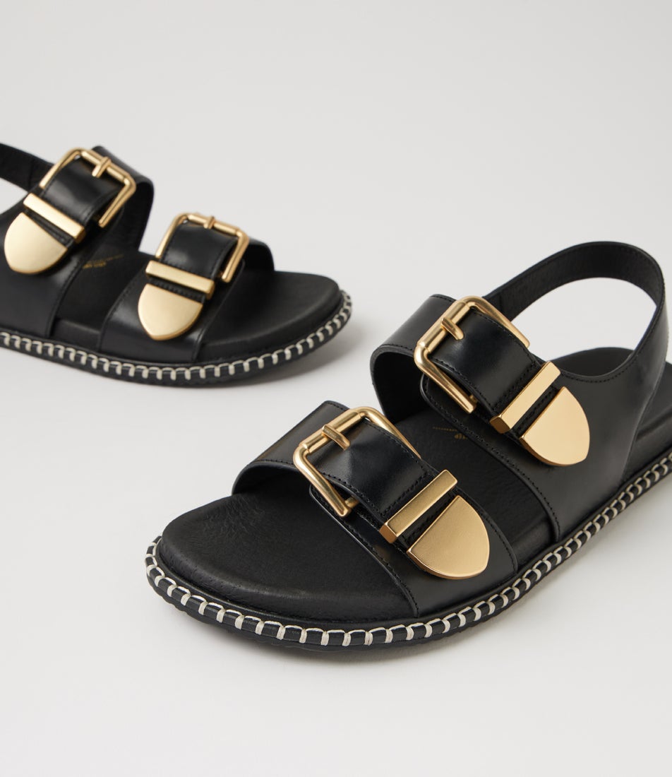 Iwell W Black Leather Sandals