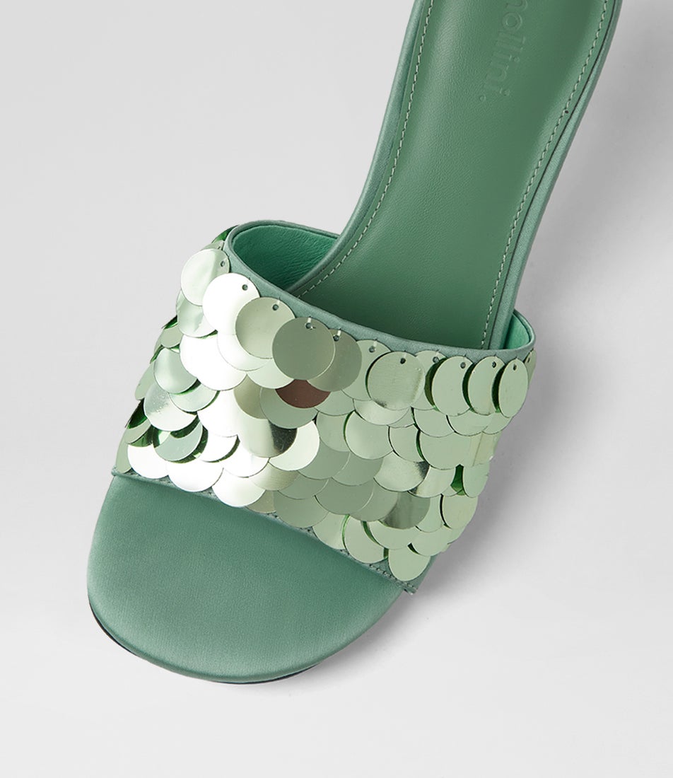 Ampale Mint Sequin Sandals