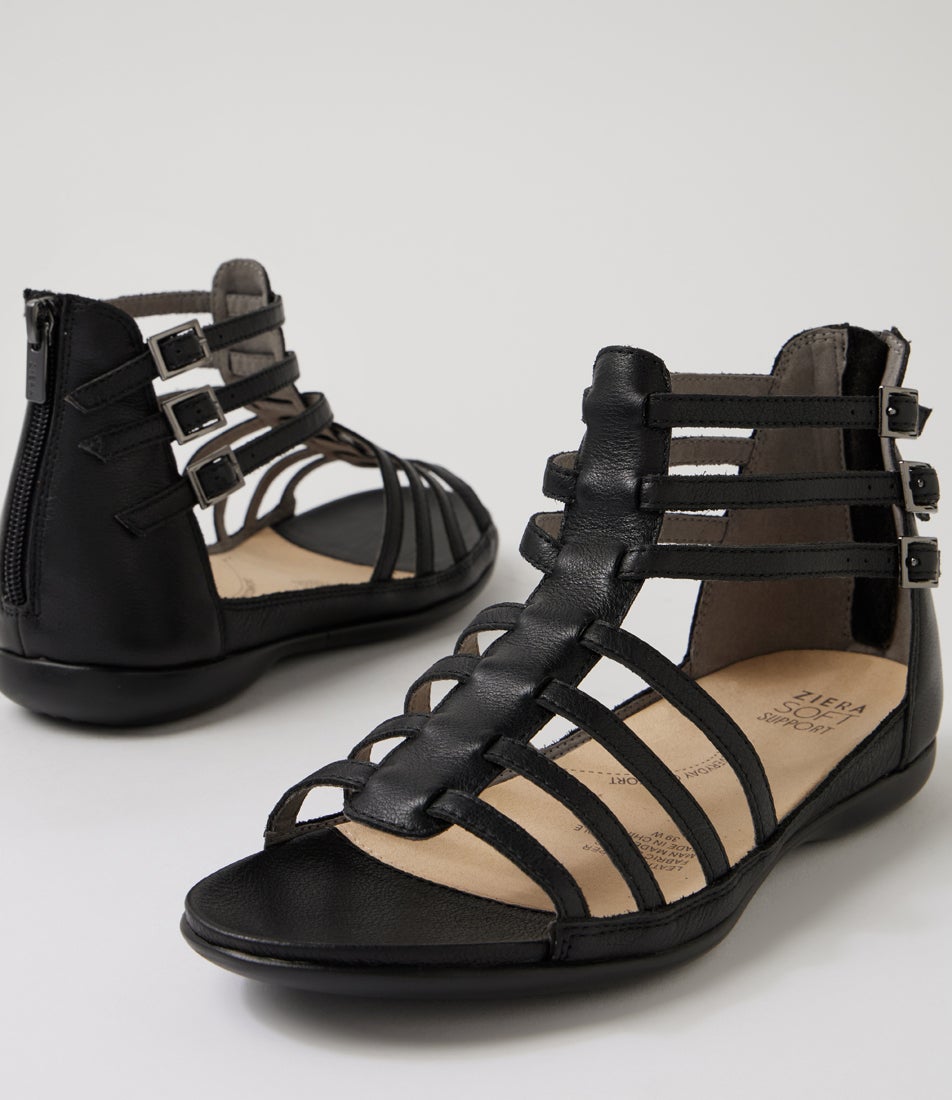 Britta W Black Leather Sandals